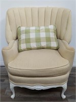 French-style upholstered scalloped back
