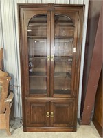 Beautiful Lighted Mahogany Curio Cabinet 36x14x78