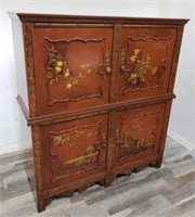 Handpainted Asian wardrobe cabinet
