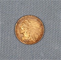 1908 Indian Head $2.50 Quarter Eagle Gold Coin