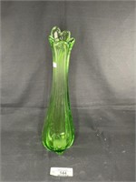 Green Mid Century Modern Art Glass Vase 16"t