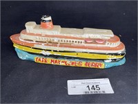 Rare 1960's Lewes Ferry Souvenir Chalkware Bank