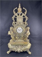 Resin Victorian Style Mantle Clock w Cherubs 23"t