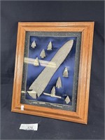 Framed Collection Of Arrow Heads And A Spearhead