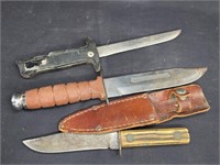 3 Old Hunting Knives 1 w Sheath