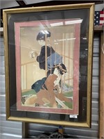 asia Framed Geisha Girls Print 33x42