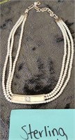 Q - PEARL NECKLACE W/ STERLING SILVER (W14)