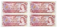 Bank of Canada Lot 4 x 1974 $2 GEM UNC  In Sequenc