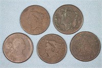 (5) Draped Bust, Liberty Head Large Cents