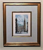 F. Ranfig Pencil Signed Watercolor Etching