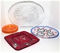 Colored Glass Plates and Serving Trays