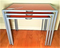 Metal And Inset Glass Nesting Tables
