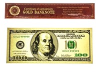 USA $100 Collectible 24kt Gold Foil w/Test Report