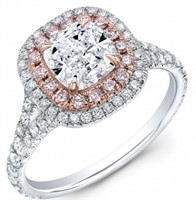 2.25 Ct Cushion Cut Diamond Halo Ring 14 Kt