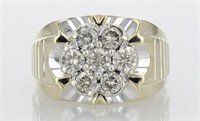 1.70 Ct Diamond Cluster Statement Ring 10 Kt