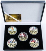 Collection of 5 24kt Gold Foil Medallions Merry Ch