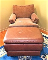 Upholstered Armchair with Ottoman