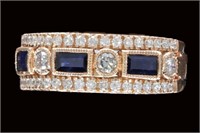 14 Kt 1 Ct Bezel Set Diamond Sapphire Ring