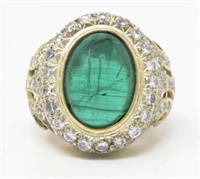 $ 12,800 10.60 Ct Emerald Diamond Statement Ring