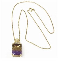 13.20 Ct Ametrine Diamond Pendant Necklace 14 Kt