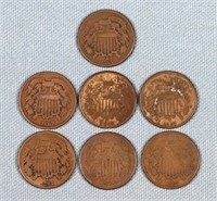 (7) 1867 Two-Cent Pieces