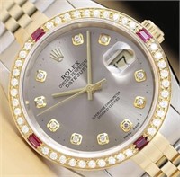 Rolex Men Datejust Ruby Diamond Watch