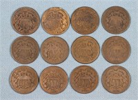 (12) 1864 Two-Cent Pieces