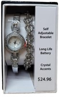 Lady's Quartz Watch & Bracelet Set - Marcasite & C