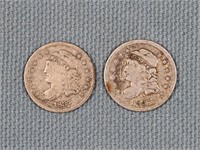 (2) 1837 Capped Bust Half Dimes