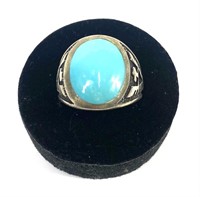 Sterling silver bezel set turquoise ring with