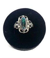 Sterling silver blue paua ring, size 6