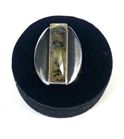 Sterling silver bezel set ammonite ring, size 8