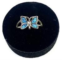 Sterling silver butterfly ring with turquoise