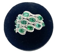 Sterling silver marquise cut emeralds cocktail