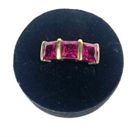 Sterling silver gold wash square mix cut lab ruby