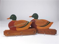 Handpainted Wood Duck Peg Rack Set