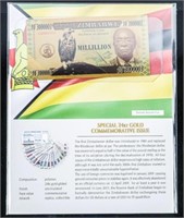 The Republic of Zimbabwe Millillion 24kt Gold Gild