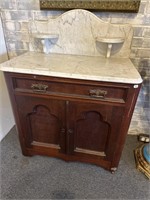 Victorian marble top walnut base washstand