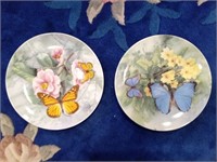 2 Porcelain Butterfly Collector Plates