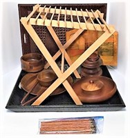 Leather Look Trays with One Stand
