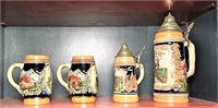 Hand Painted Ceramic Lidded Steins