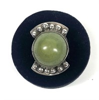 Sterling silver cabochon green stone Mexican