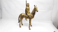 28" Tall Brass Native American Riding a Horse
