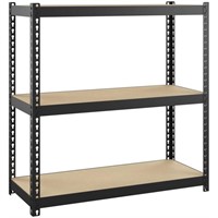 B488 Metal Shelving 3-Shelf Unit 12x30x30 Black