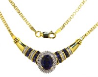 24Oval 2.66 ct Sapphire & Diamond Evening Necklace