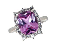 Radiant Cut 4.30 ct Pink Sapphire Designer Ring