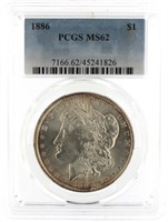 1886 Philadelphia MS62 Morgan Silver Dollar