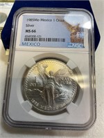 1985 MO Mexico 1 Onza silver, MS 66