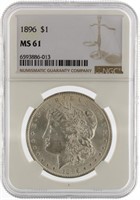 1896 Phliadelphia MS61 Morgan Silver Dollar