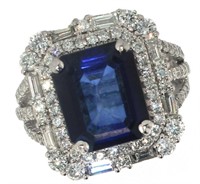 14k Gold 8.42 ct Sapphire & Diamond Ring